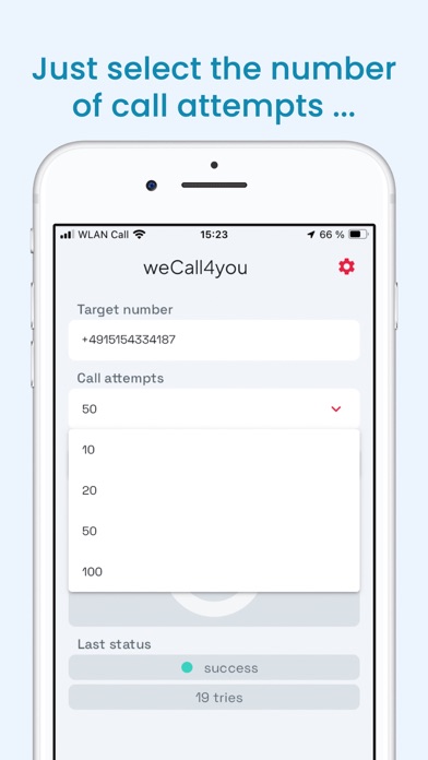 weCall4you (phone auto redial) screenshot