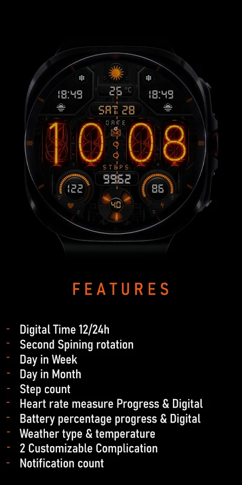 Nixie Digital Watch Face A10 screenshot