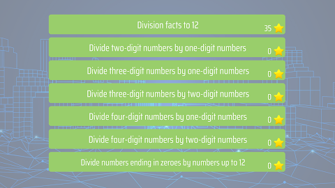 Division 4th grade Math skills screenshot