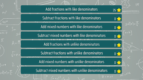 Add and subtract fractions screenshot