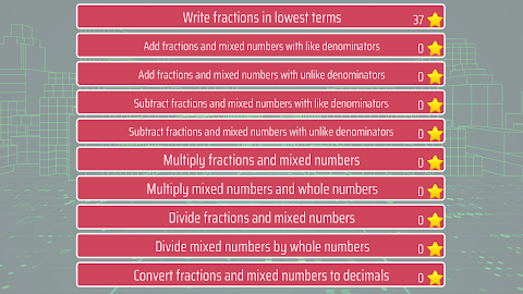 Fractions and mixed numbers screenshot
