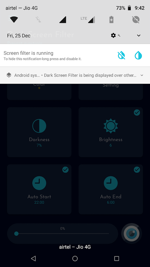 Dark screen filter screenshot