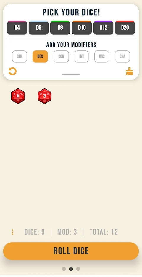 RollHelper – dice rolling app screenshot
