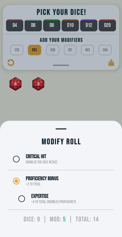 RollHelper – dice rolling app screenshot