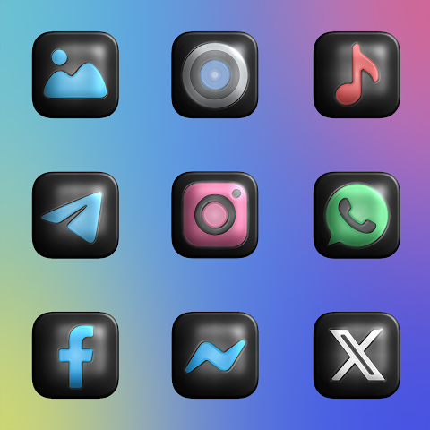 Glossy Dark 3D – Icon Pack screenshot