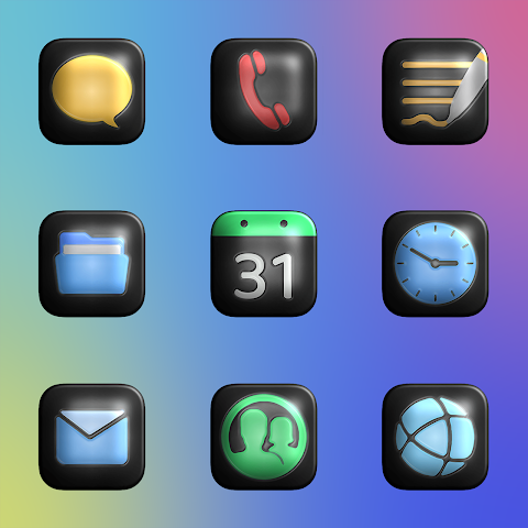 Glossy Dark 3D – Icon Pack screenshot
