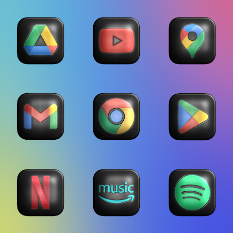 Glossy Dark 3D – Icon Pack screenshot