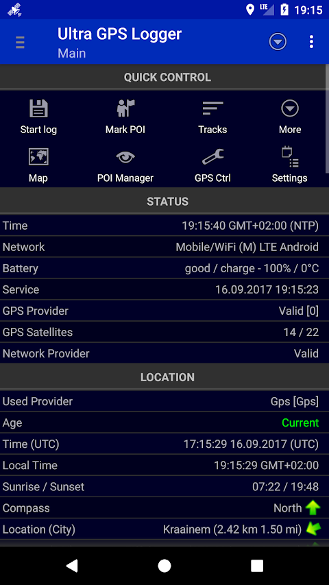 Ultra GPS Logger screenshot