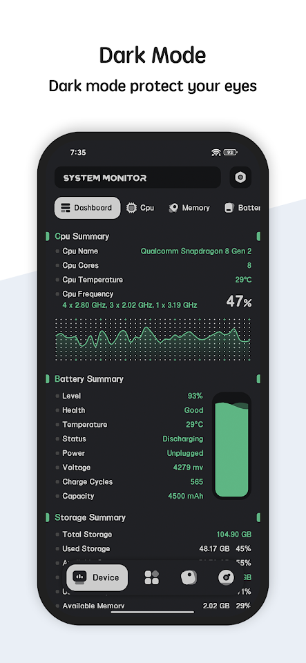 System Monitor Cpu Ram Battery screenshot