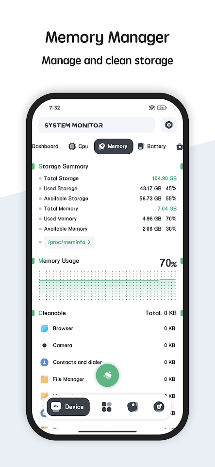 System Monitor Cpu Ram Battery screenshot