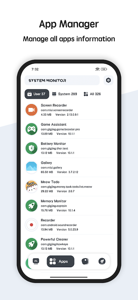System Monitor Cpu Ram Battery screenshot