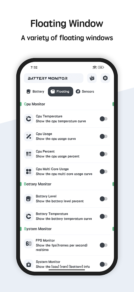 Battery manager and monitor screenshot