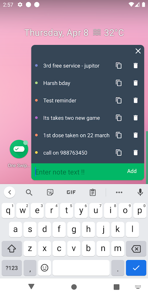 One Swipe Notes – Quick Notes screenshot