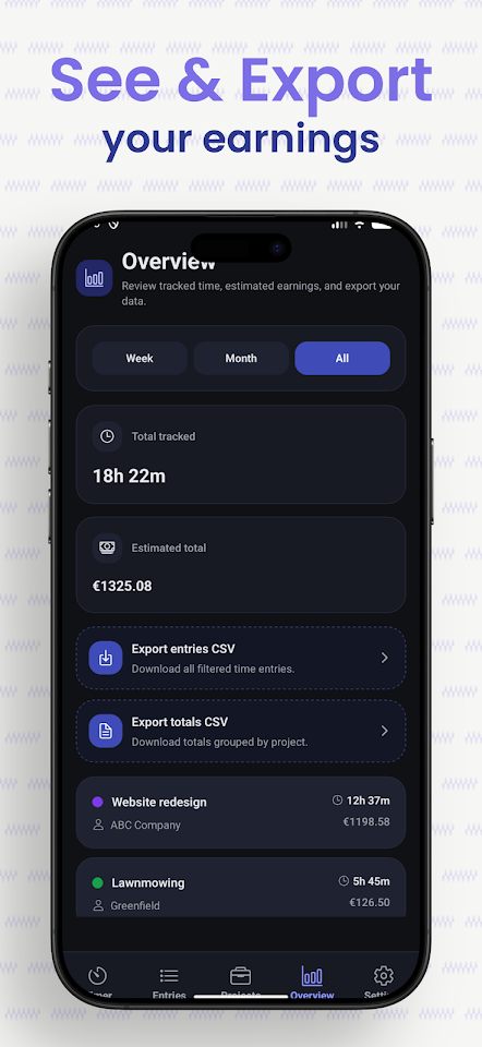 Freelance Time Tracker screenshot
