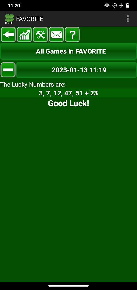 Lottery numbers generator screenshot