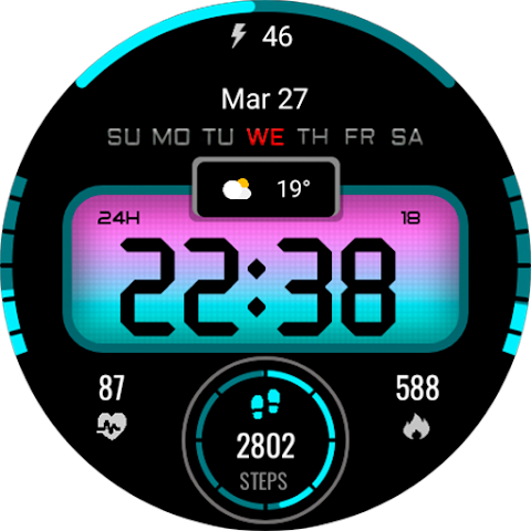 Digital sport color WatchFace screenshot