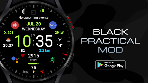 Black practical MOD Watch face screenshot