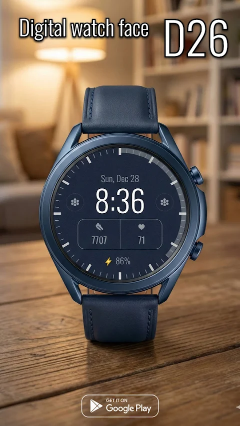 Digital watch face D26 screenshot