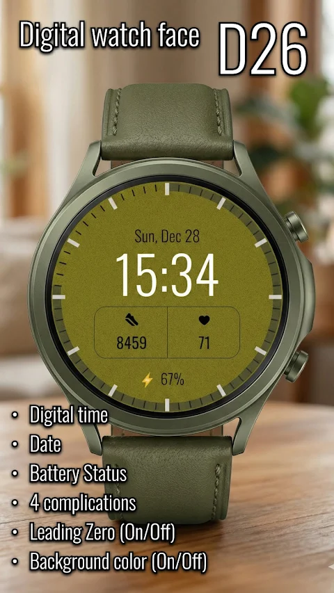 Digital watch face D26 screenshot