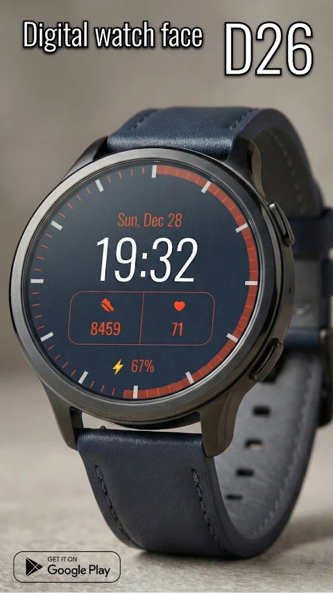 Digital watch face D26 screenshot
