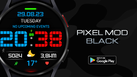 Pixel MOD Black Watch face screenshot
