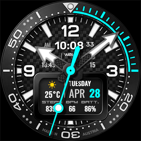 WAW044 Carbon Diver Watch Face screenshot