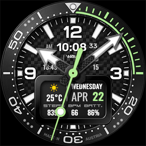WAW044 Carbon Diver Watch Face screenshot