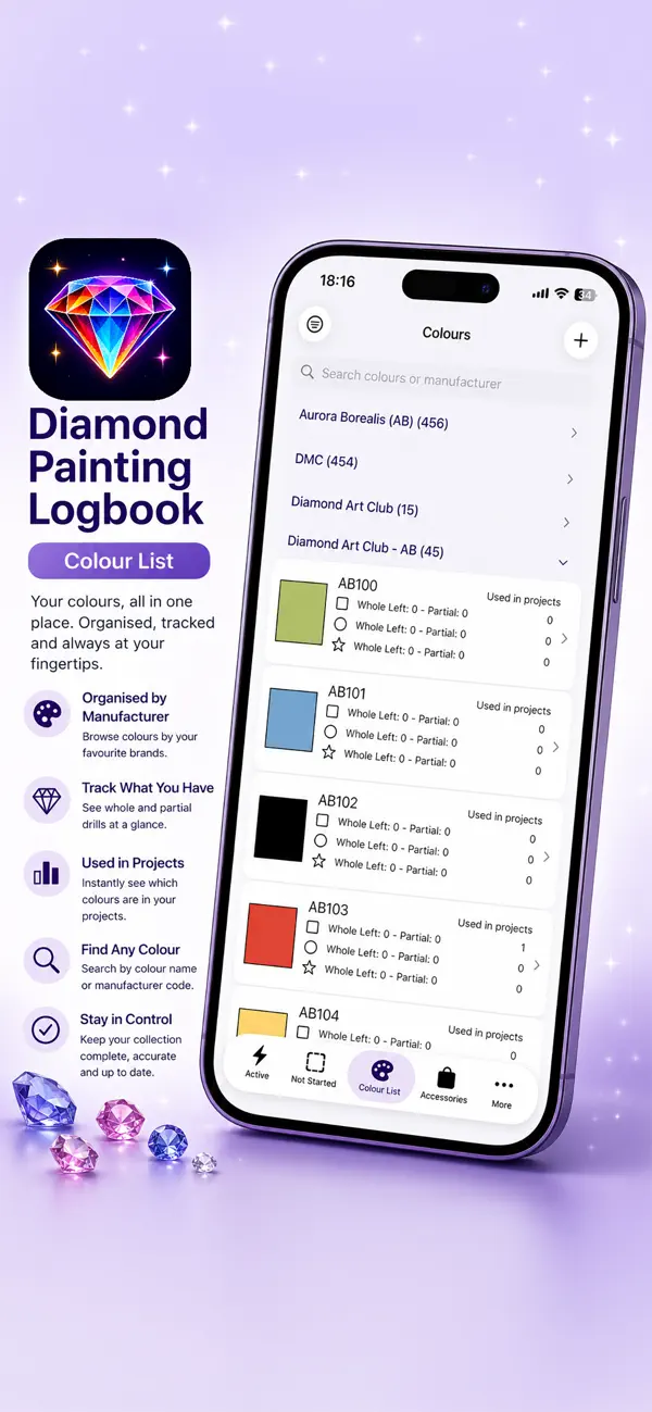Diamond Painting Logbook screenshot