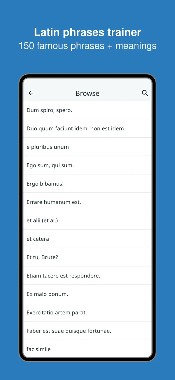 Latin Phrases Trainer screenshot
