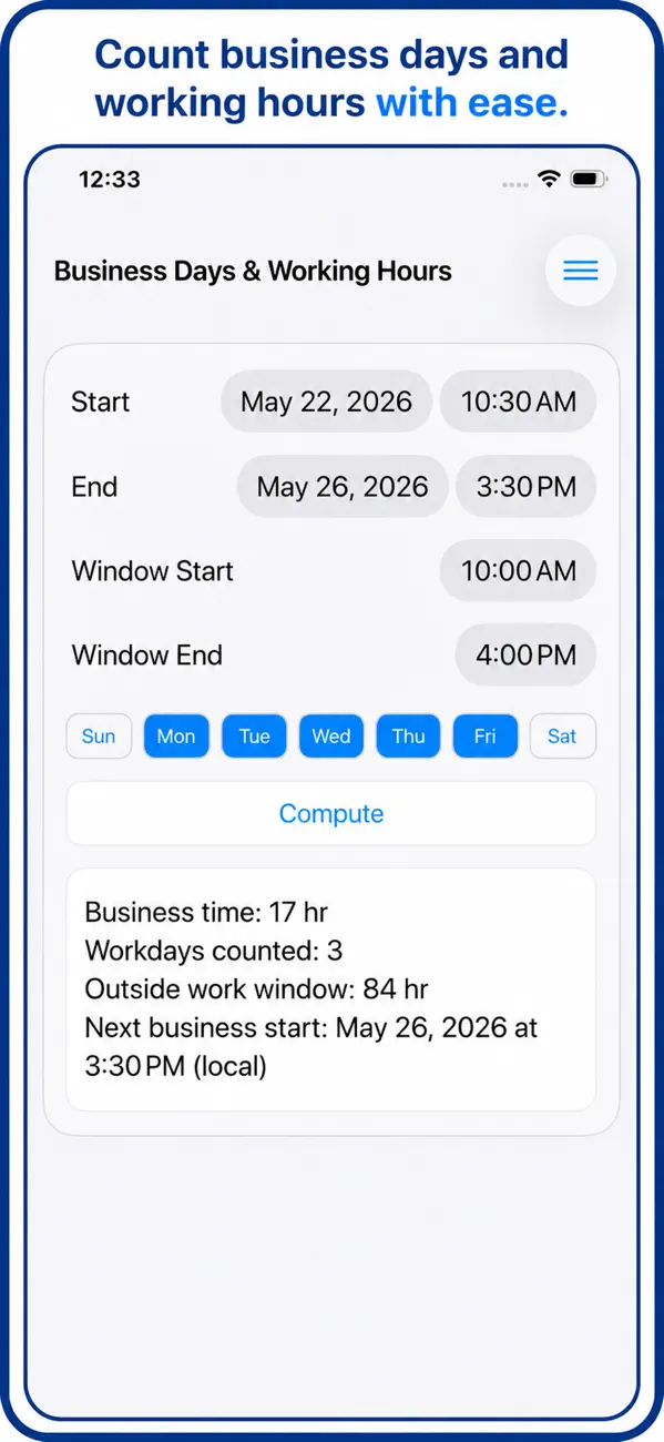 Time & Date Calculator ++ screenshot