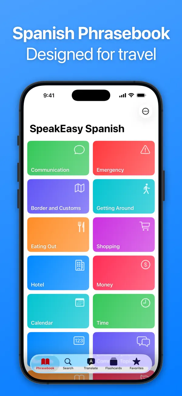 SpeakEasy Spanish Phrasebook screenshot