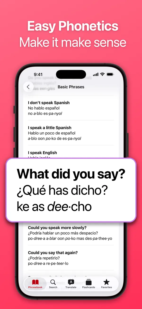 SpeakEasy Spanish Phrasebook screenshot