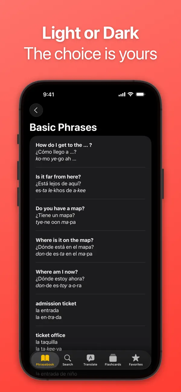 SpeakEasy Spanish Phrasebook screenshot