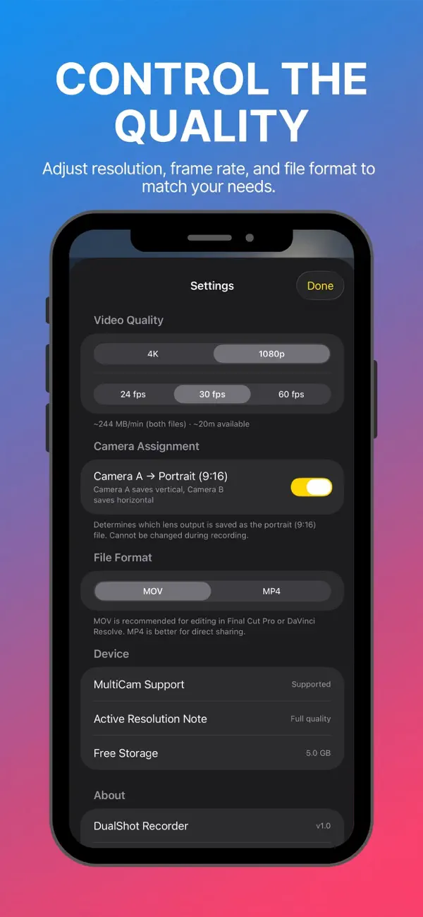 DualShot Recorder screenshot
