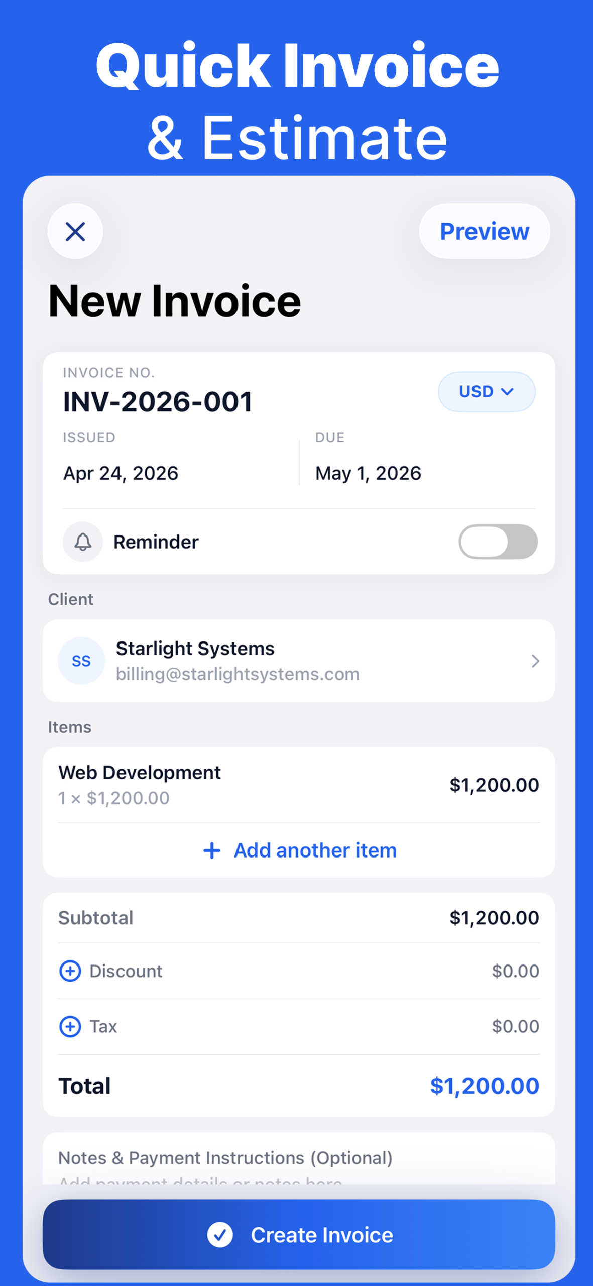 Invoice Maker · Estimate App screenshot