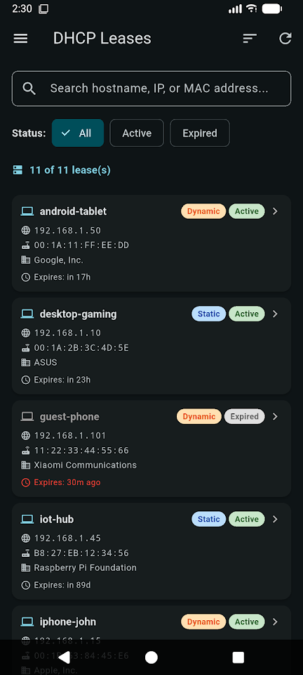OPNsense Manager screenshot