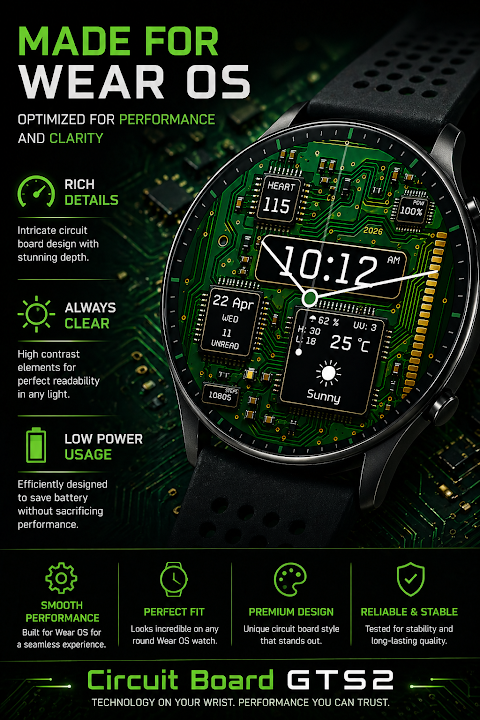 Circuit Board Watch Face GTS2 screenshot