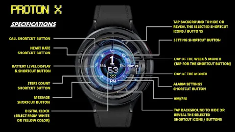 Proton X Wear OS Watch Face screenshot