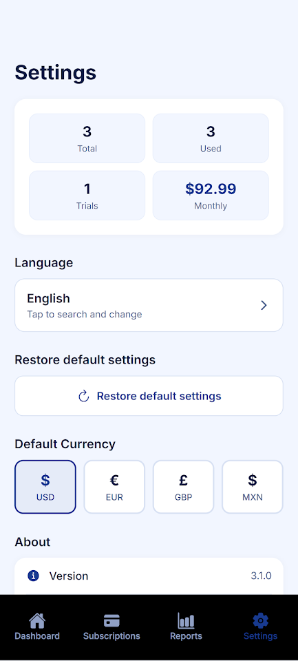SubTracker – Subs Manager screenshot