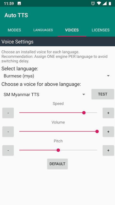 Auto TTS screenshot