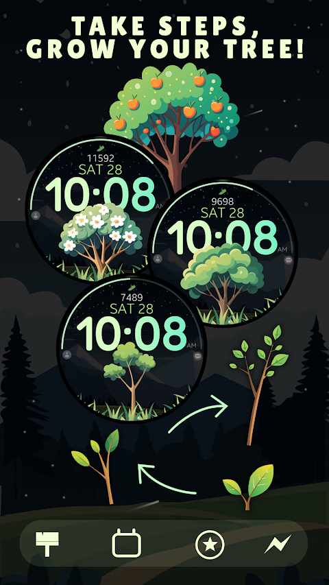 Tree Steps digital watch face screenshot
