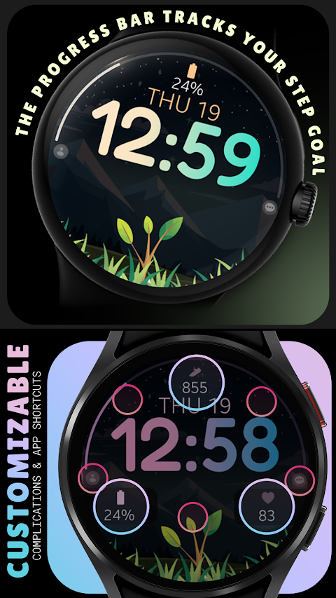 Tree Steps digital watch face screenshot
