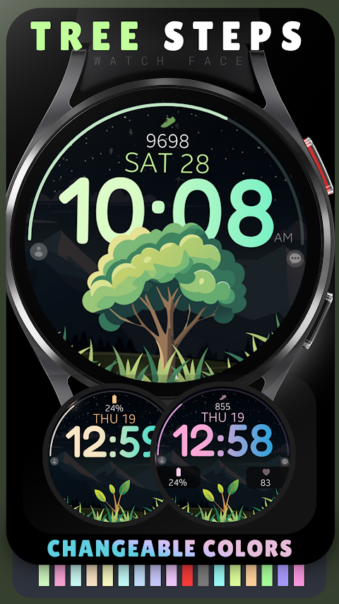 Tree Steps digital watch face screenshot