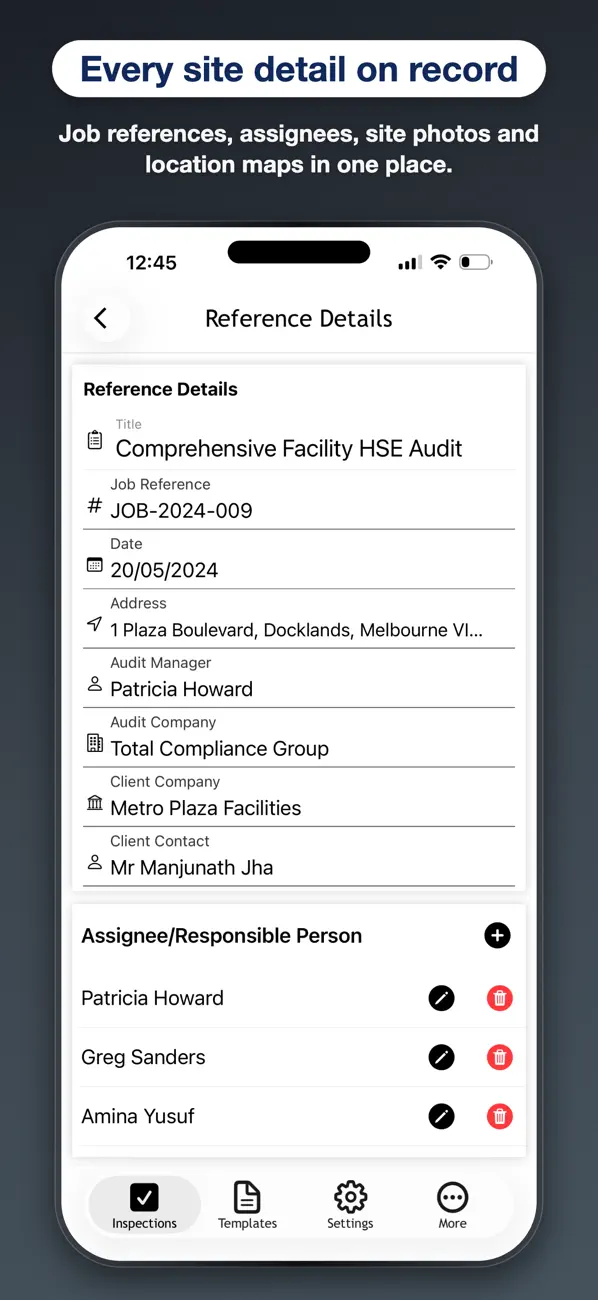 OnSite Checklists – Auditing screenshot