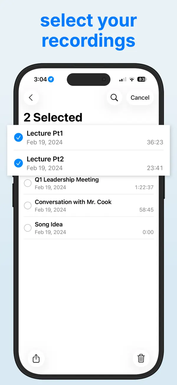 Merge Voice Memos screenshot