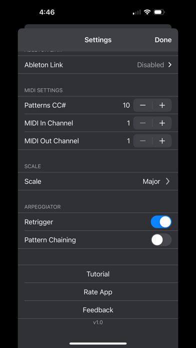 Kebarp AUv3 MIDI Arpeggiator screenshot