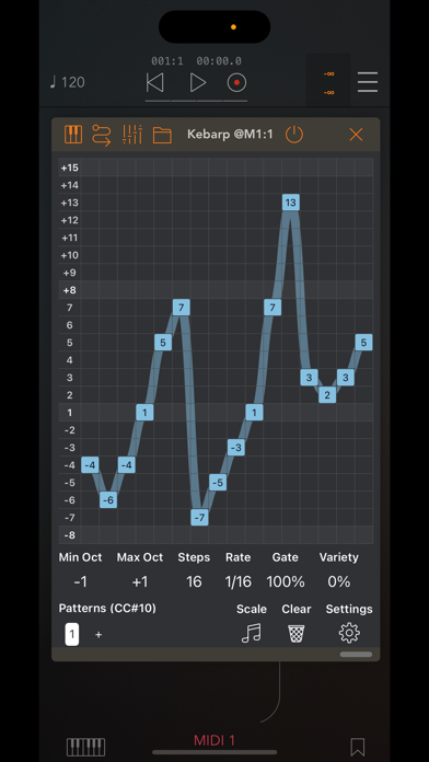 Kebarp AUv3 MIDI Arpeggiator screenshot