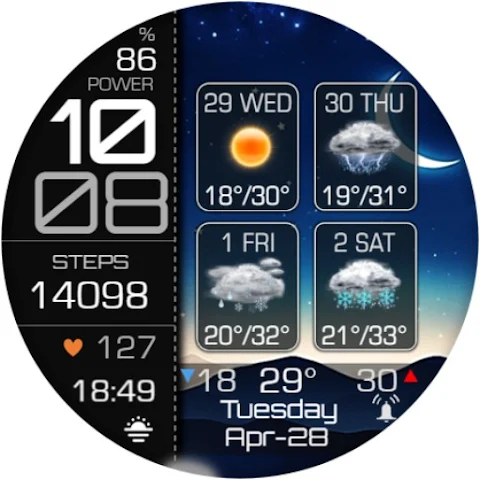 Weather 4 Days Digital Wear OS screenshot