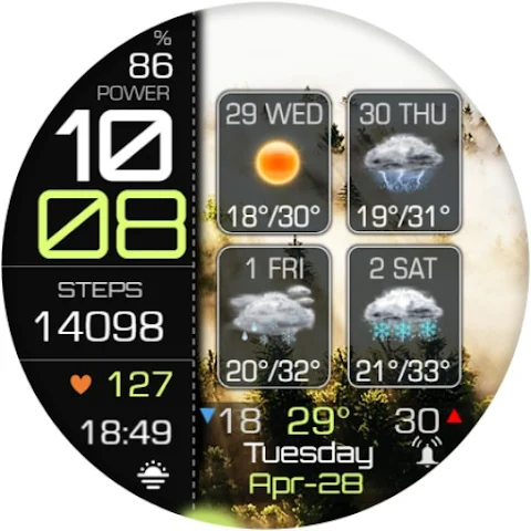 Weather 4 Days Digital Wear OS screenshot