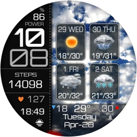Weather 4 Days Digital Wear OS screenshot